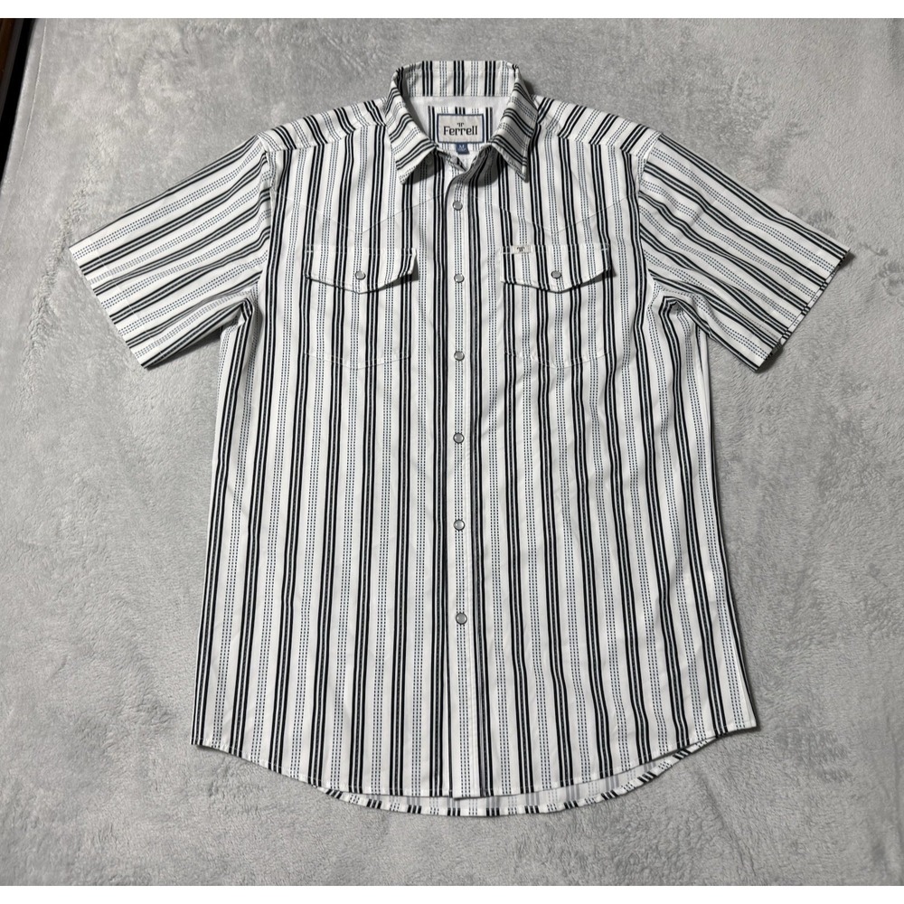 Ferrell Shirt Mens Medium Pearl Snap Cowboy Western Stretch Fishing Vented